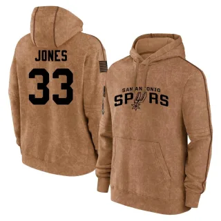 Men's San Antonio Spurs Tre Jones Brown 2023 Salute to Service Club Pullover Hoodie