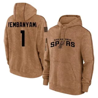 Men's San Antonio Spurs Victor Wembanyama Brown 2023 Salute to Service Club Pullover Hoodie