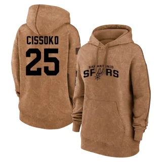 Women's San Antonio Spurs Sidy Cissoko Brown 2023 Salute to Service Pullover Hoodie