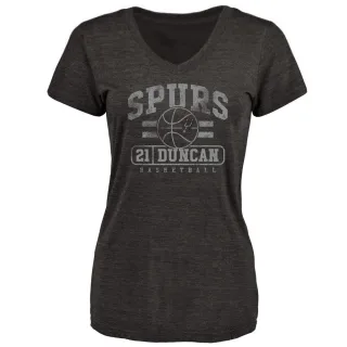 Women's San Antonio Spurs Tim Duncan Black Baseline T-Shirt