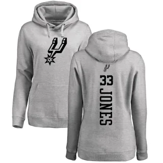 Women's San Antonio Spurs Tre Jones Gray Branded Heathered One Color Backer Pullover Hoodie